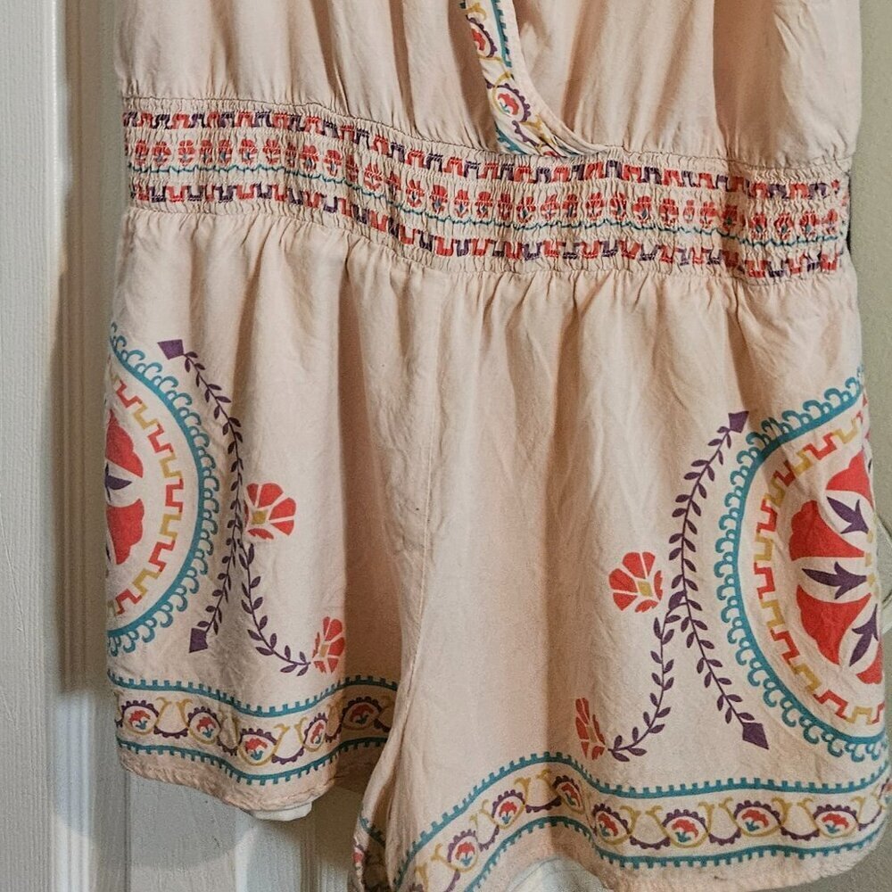 Flying tomato lined lightweight short romper Beige Colorful Aztec design L - Picture 3 of 7